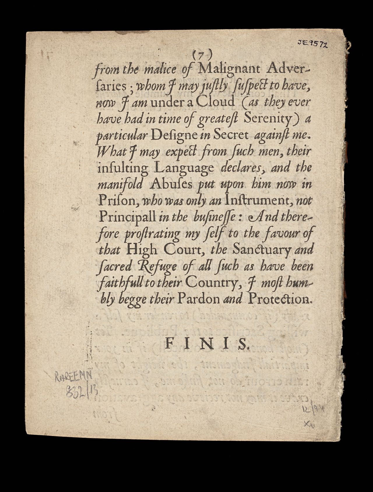 Marchamont Nedham, <em>Mercurius Britanicus, his apologie to all well-affected people. Together with an humble addresse to the High Court of Parliament. Published according to order</em>, London, printed for R.W., 1645, State Library Victoria, Melbourne (RAREEMM 832/13)
