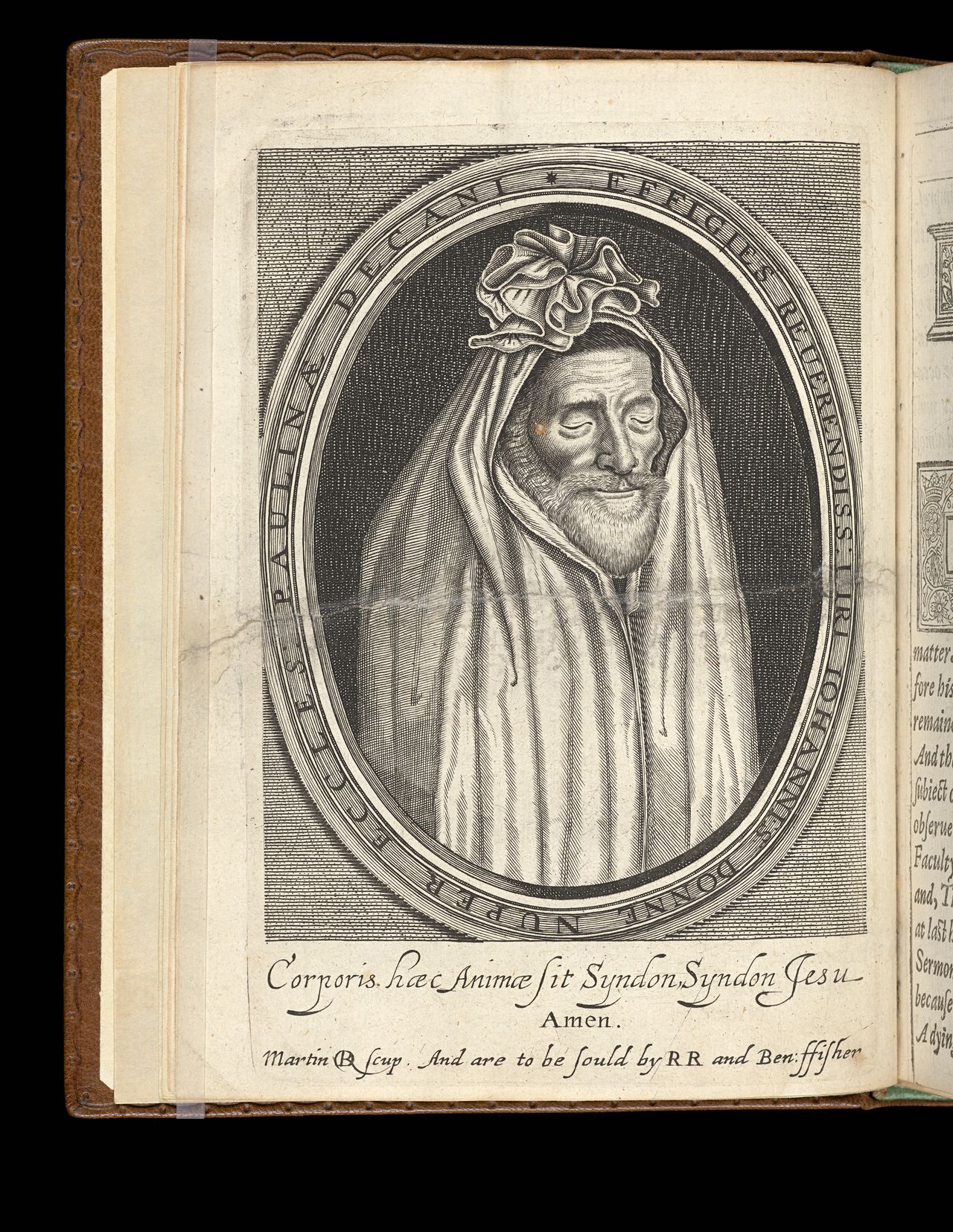 John Donne, <em>Deaths duell, or, A consolation to the soule against the dying life and liuing death of the body: deliuered in a sermon at White Hall before the Kings Maiesty in the beginning of Lent 1630...</em>, London, printed by Thomas Harper for Richard Redmer and Beniamin Fisher, and are to be sold at the signe of the Talbot in Alders-gate street, 1632, State Library Victoria, Melbourne (RAREEMM 321/21)